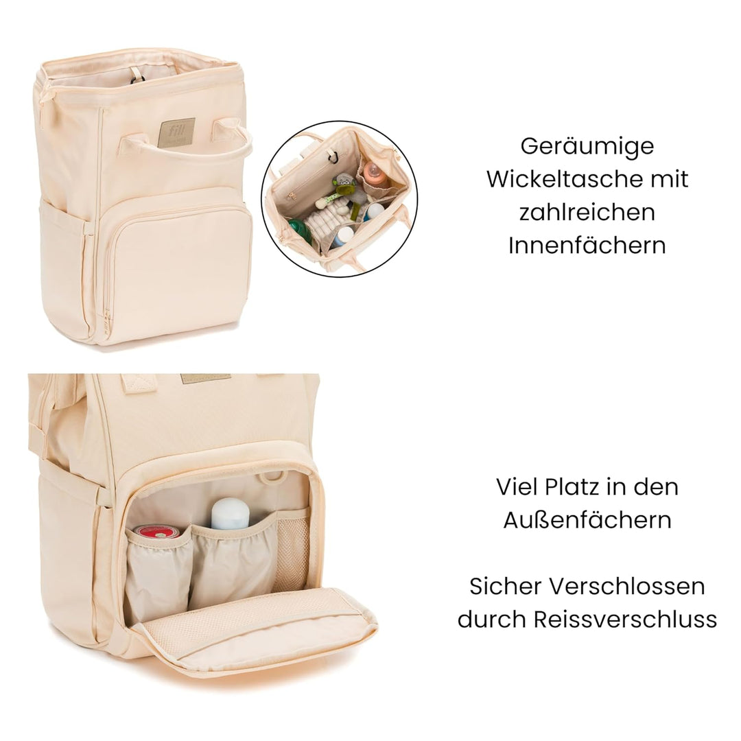 Fillikid Wickelrucksack Barcelona | Geräumiger & stylischer Rucksack mit vielen Fächern, isoliertem