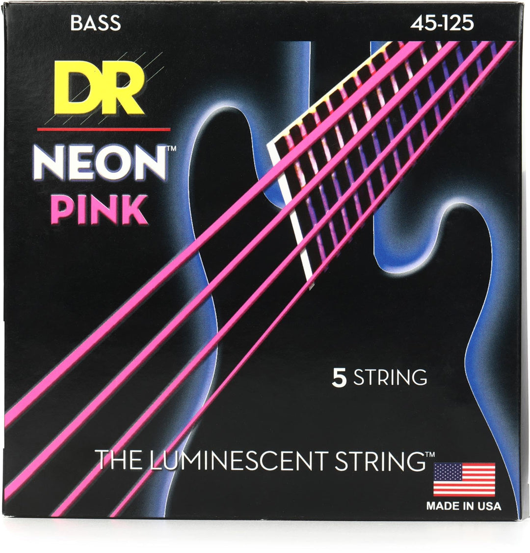 DR Strings NPB5-45 Saiten für Bassgitarren (HI-DEF Neon) NEON PINK: 5-Saiter Medium 45-125, NEON PIN