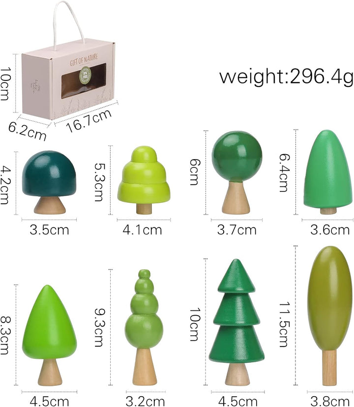 8er-Pack Baum Spielzeug aus Holz für Kinder, Verschiedene Grössen Bäume Wald Rustikal Deko für Wohnk
