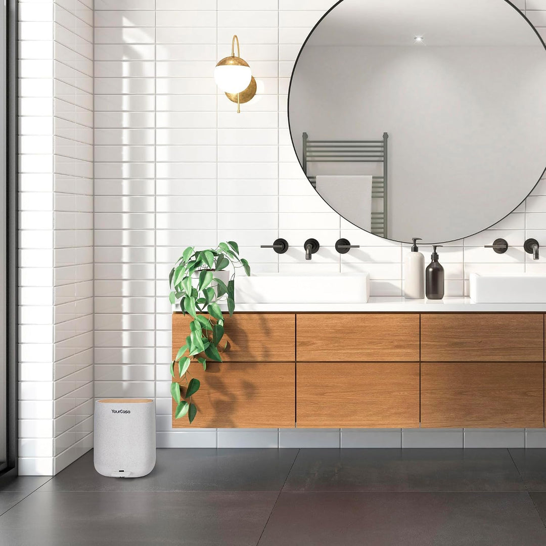 YourCasa Mülleimer Bad [5L] - 30% weniger Plastik - Badeimer - Kosmetikeimer Badezimmer Klein - Badm