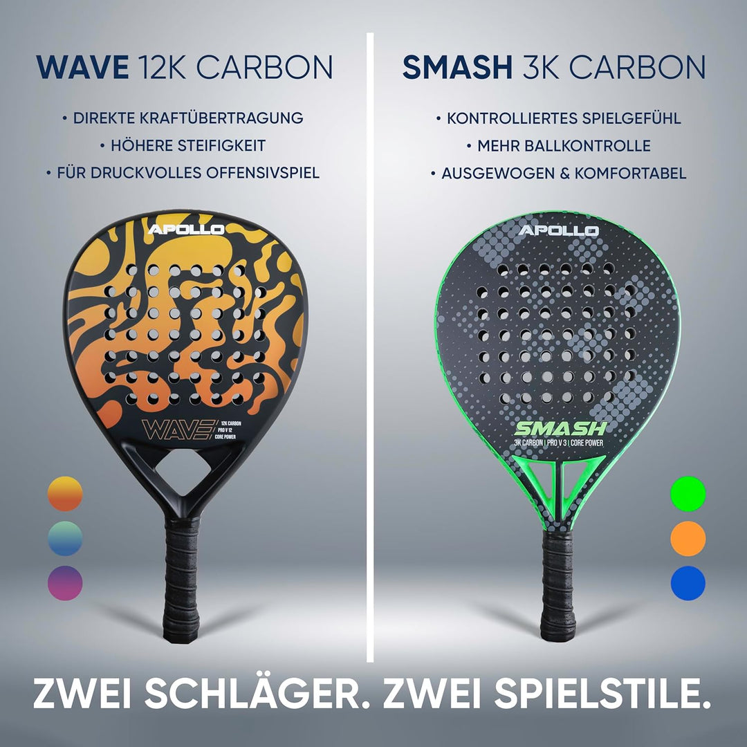 Apollo Padel Schläger - Padelschläger für Anfänger und Fortgeschrittene, Carbon-Schläger für Damen u