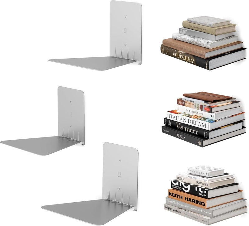 Umbra Conceal unsichtbares 3 Regalböden Bücherregal und Wandregal aus Metall, 3er-Set, Gross Gross (