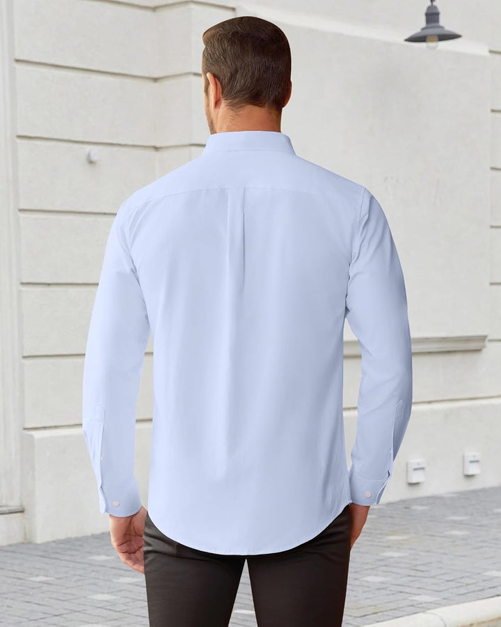 J.VER Oxford Herren Hemd Bügelfrei Regular Fit HerrenHemden Langarm Casual Oberhemd aus Baumwolle Bu