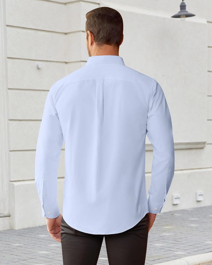 J.VER Oxford Herren Hemd Bügelfrei Regular Fit HerrenHemden Langarm Casual Oberhemd aus Baumwolle Bu