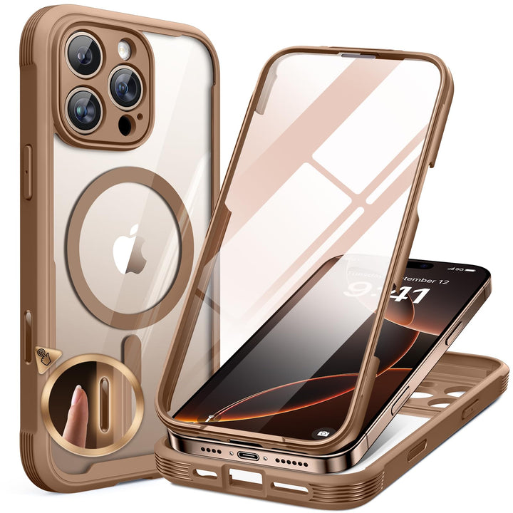 Miracase 360 Grad für iPhone 16 Pro Max Hülle mit Magsafe, Eingebaut Glas Schutzfolie, Komplettschut
