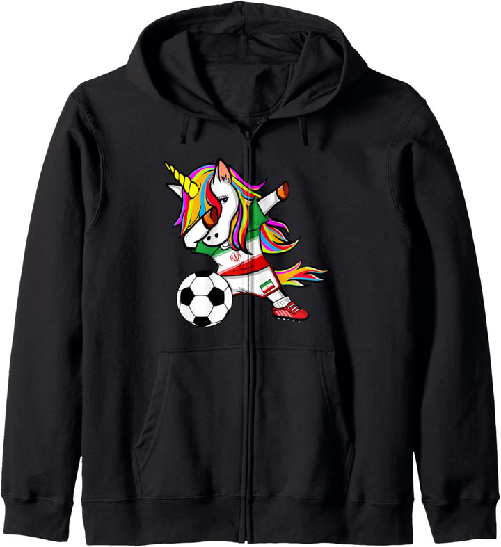 Dabbing Einhorn Unicorn Iran Fussball - Iranische Flagge Kapuzenjacke