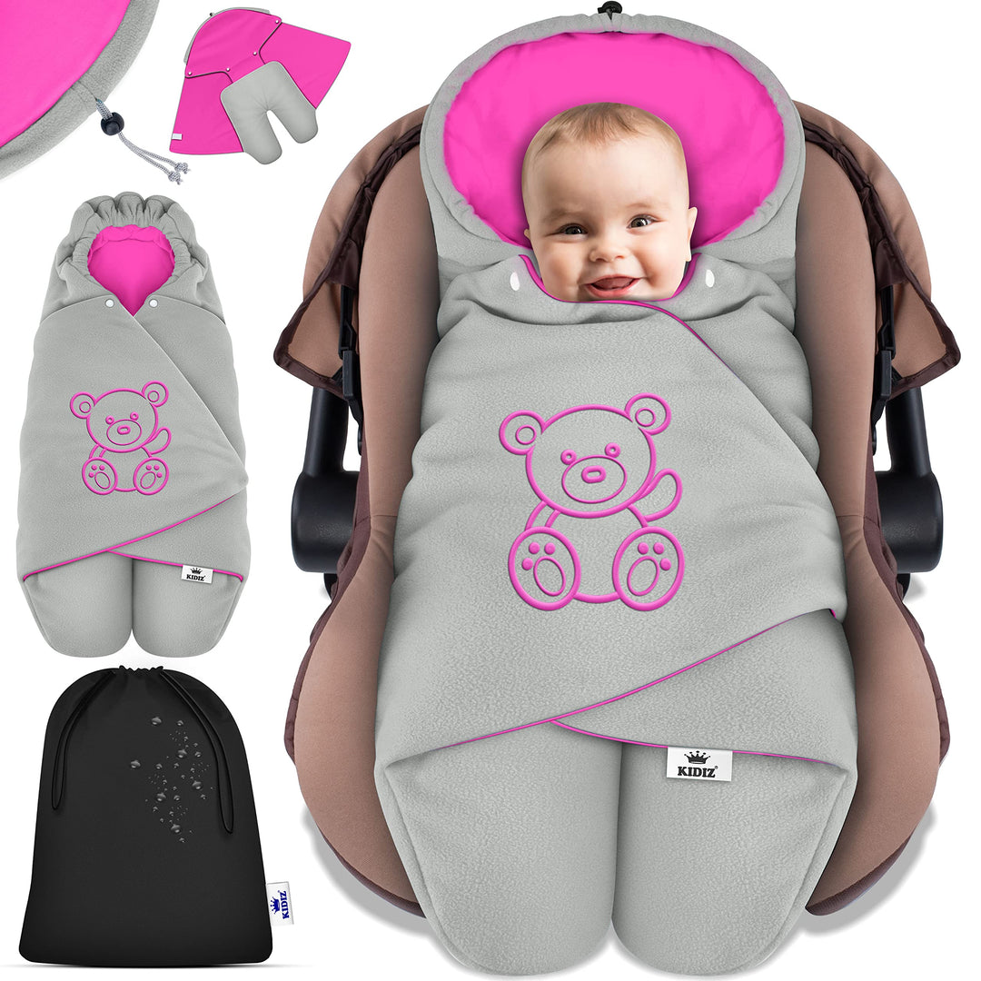 KIDIZ® Baby Einschlagdecke Babyschale Winter Herbst Babydecke mit Tasche Universal Fusssack kompatib