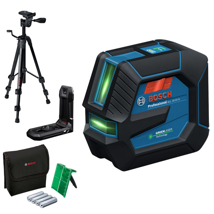 Bosch Professional Linienlaser GLL 20-22 G (Halterung LB 10, grüner Laser, Innenbereich, Dual Power