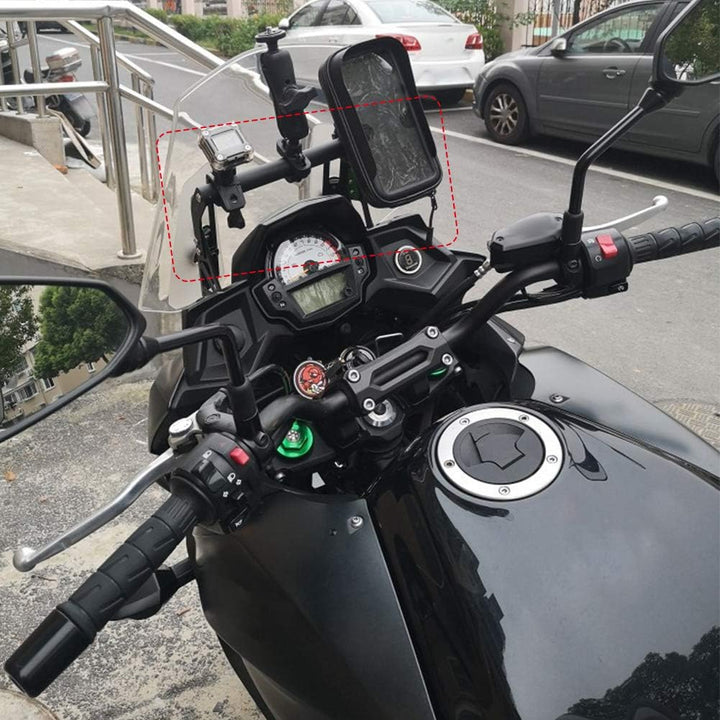 Aramox navi Halterung Motorrad Telefonhalter, Kohlenstoffstahl Material GPS Navigationshalterung Mot