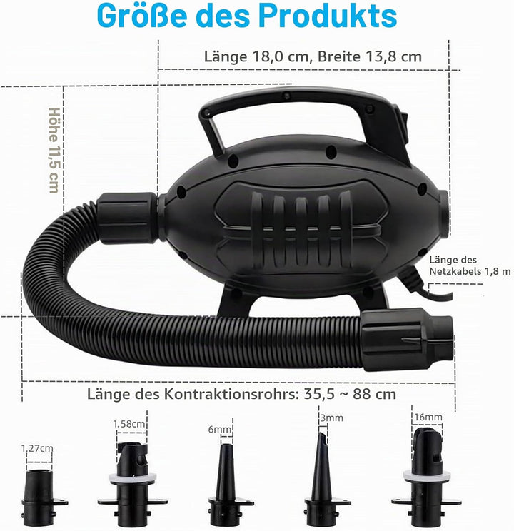 Elektrische Luftpumpe,Luftpumpe Luftmatratze Tragbare,Elektrische pumpe,600W Luftpumpe Elektrisch,fü