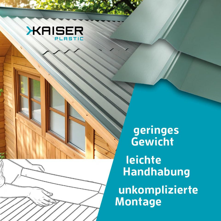 KAISER plastic® Firsthaube Grün | Wellplatten Dach Abdeckung, Welldach Kunststoff | Dachplatten wett