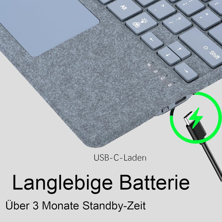 Bluetooth-Tastatur für Microsoft Surface Pro Copilot+ PC (11. Edition), kompatibel mit Pro 8 Pro 9 P