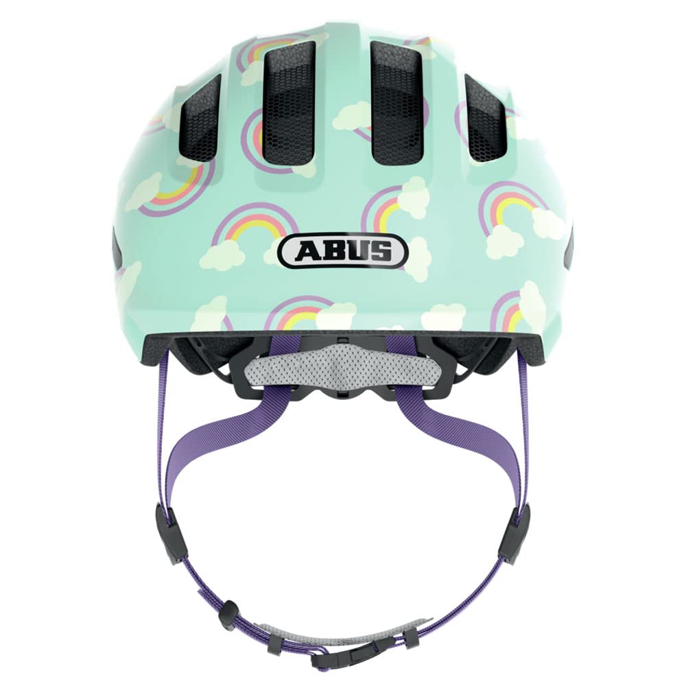 ABUS Kinderhelm Smiley 3.0 LED - Fahrradhelm mit Licht - tiefe Passform & Platz für einen Zopf - für