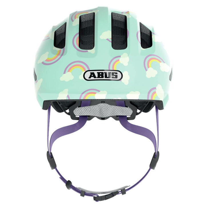 ABUS Kinderhelm Smiley 3.0 LED - Fahrradhelm mit Licht - tiefe Passform & Platz für einen Zopf - für