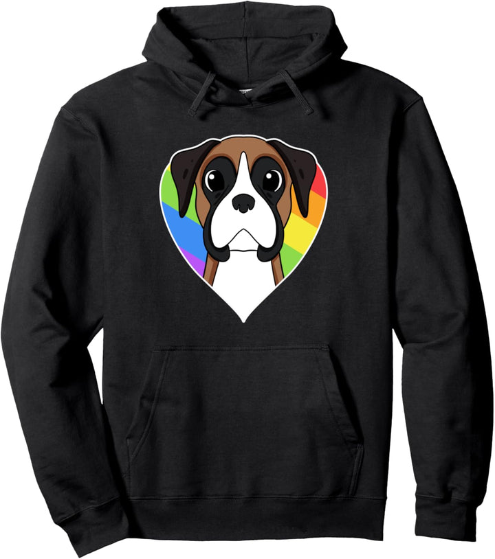 LGBT Herz Liebe Gay Pride Regenbogen Tier Deutscher Boxer Pullover Hoodie