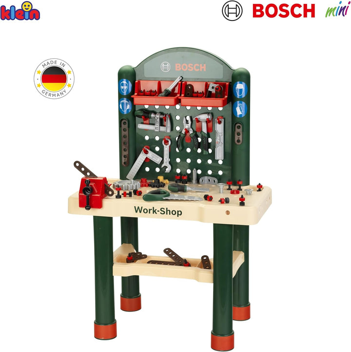 Theo Klein 8461 Bosch Workshop | Arbeitsplatte in Holzoptik mit Lernfunktion und Nagelspiel | Mit We