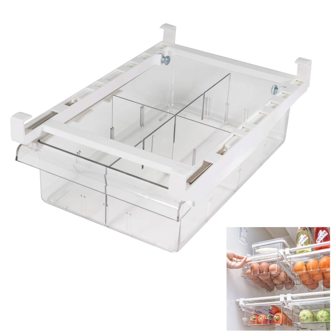 YekouMax Fridge Organizers - Includes 1 Drawers and 2 Dividers, Stackable Storage Box, Kitchen Organ