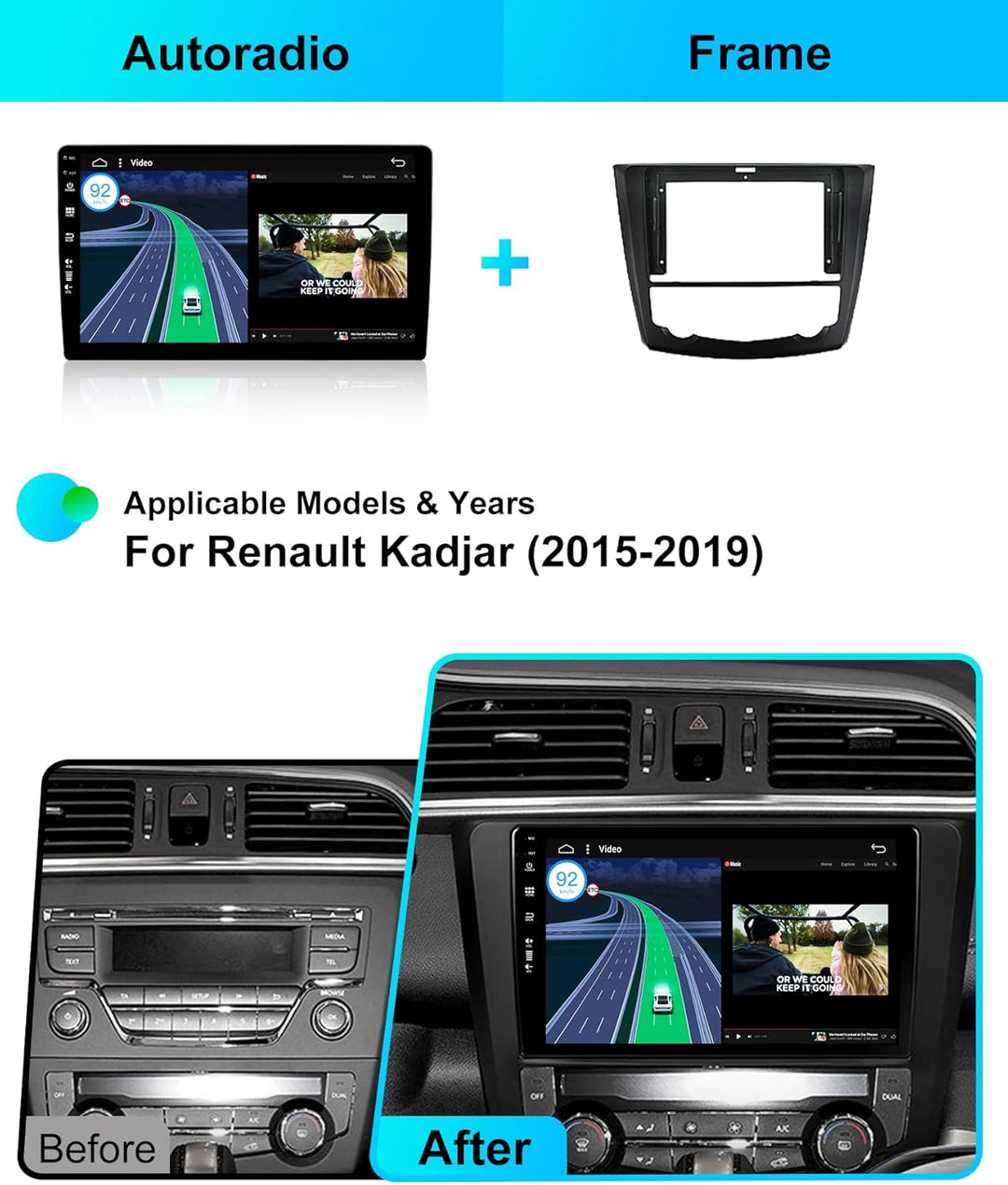 JOYX - [6G+128G] - Android 15 IPS Autoradio Passt für Renault Kadjar (2015-2019) - Kabellos CarPlay/