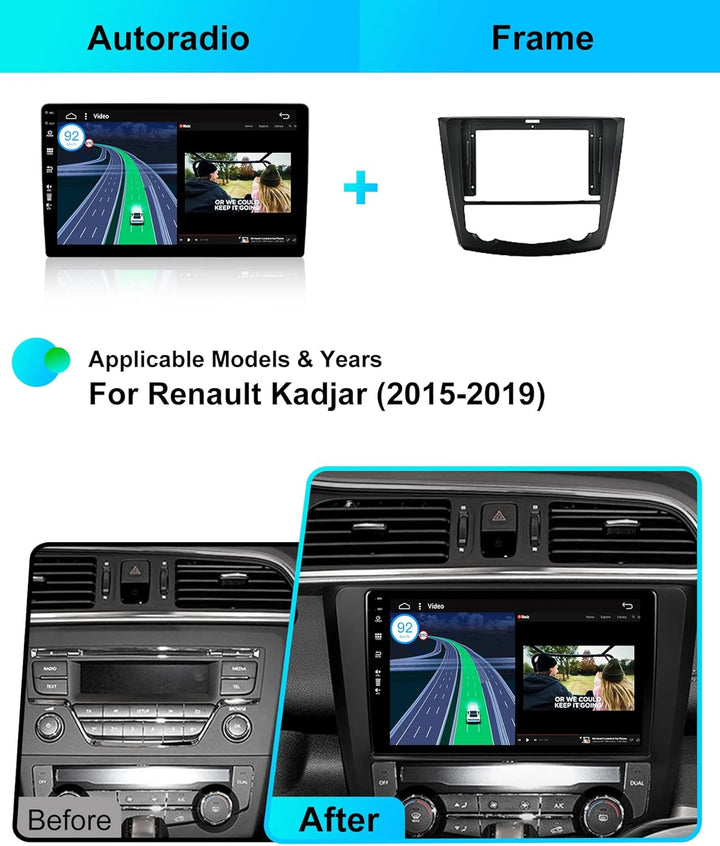 JOYX - [6G+128G] - Android 15 IPS Autoradio Passt für Renault Kadjar (2015-2019) - Kabellos CarPlay/