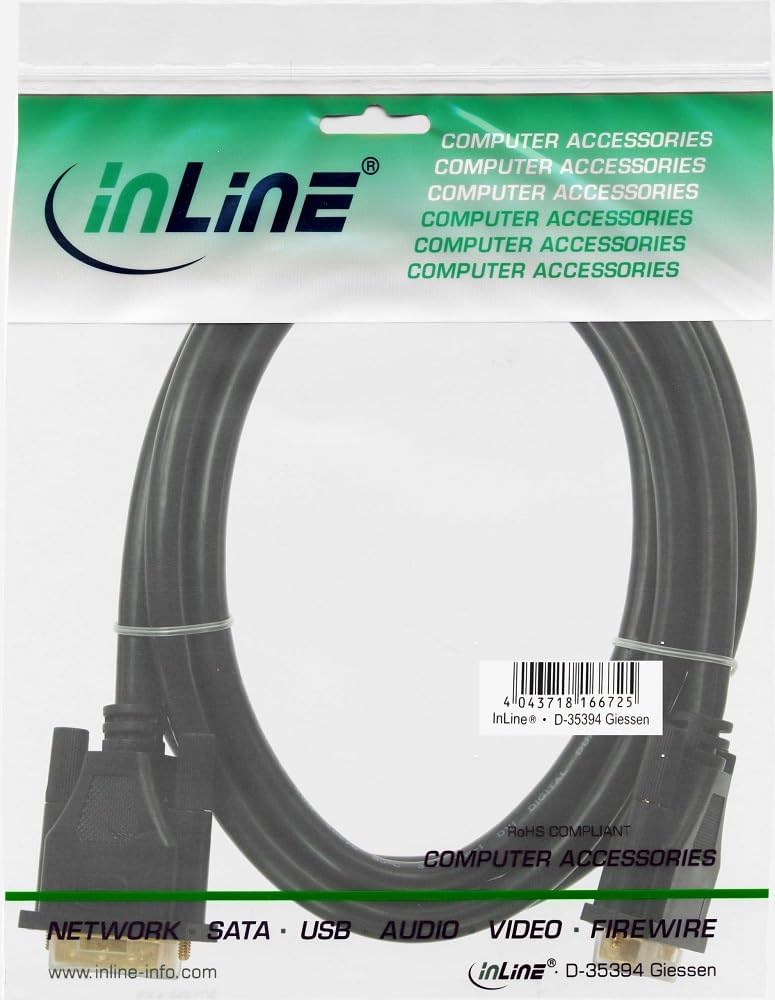InLine 17779P DVI-D Anschlusskabel Premium, digital 24+1 Stecker / Stecker, Dual Link, 10m, 10m