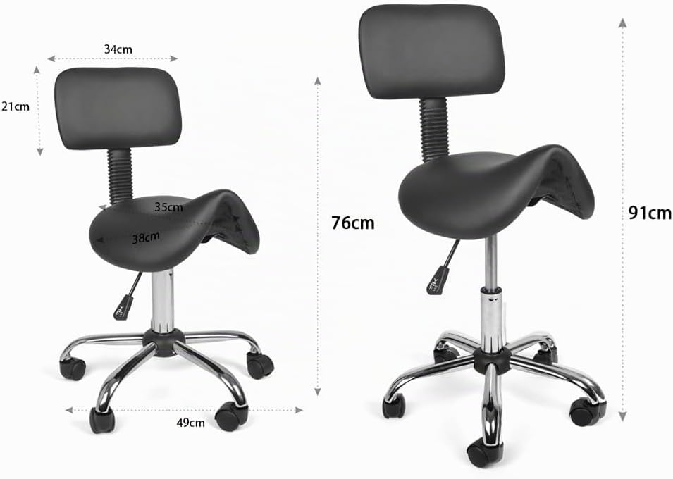 Mingone Sattelhocker mit Rückenlehne Drehhocker Arbeitsstuhl Ergonomisch Bürohocker mit Rollen Satte