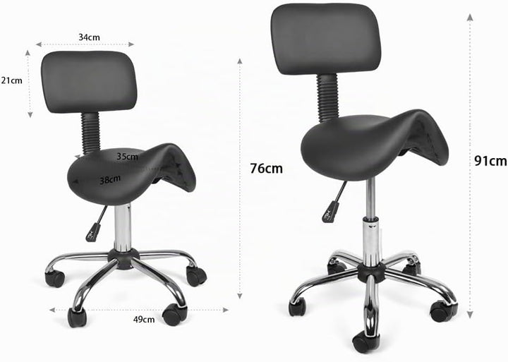 Mingone Sattelhocker mit Rückenlehne Drehhocker Arbeitsstuhl Ergonomisch Bürohocker mit Rollen Satte