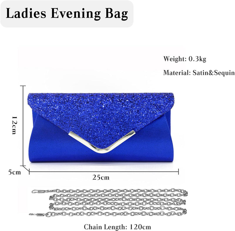 CORIOS Damen Clutch Tasche Envelope Abendtasche Pailletten Henkeltasche Glitzer Hochzeit Brautbörse