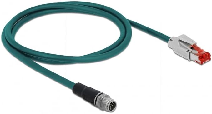 Delock Netzwerkkabel M12 8 Pin X-kodiert zu RJ45 Stecker PVC 1 m