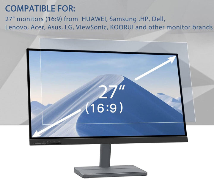 PYS 27 Zoll Blaulichtblockierende Displayschutzfolie für Computermonitor, Unisersal, abnehmbar, 16:9