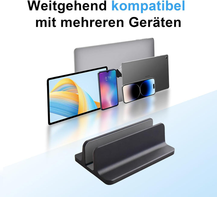 Vertikaler Laptop Ständer, Aluminium Verstellbarer Notebook Ständer Platzsparender Halterung für Mac