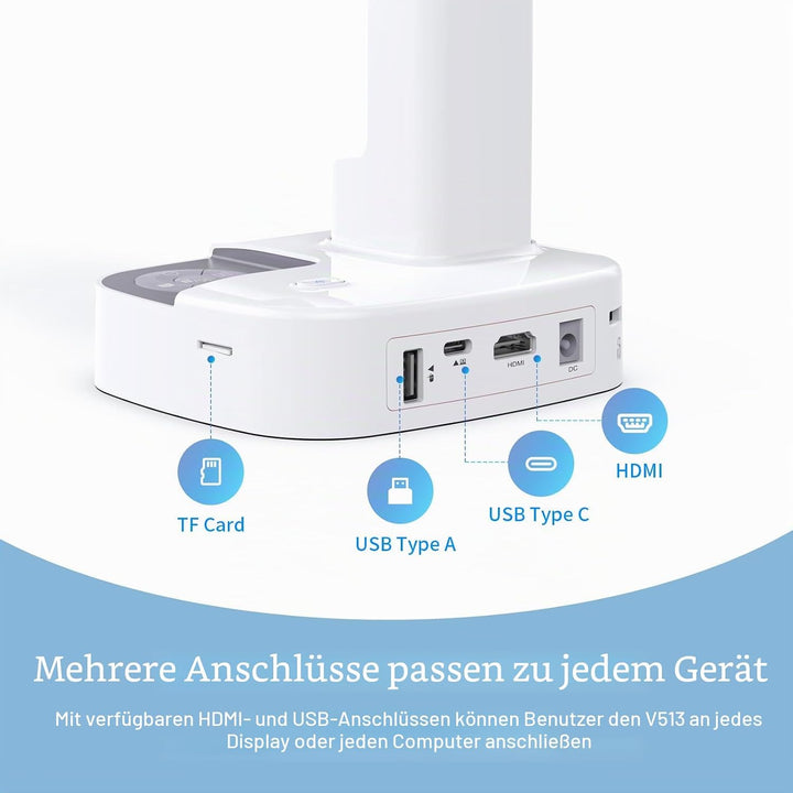 JOYUSING HDMI/USB Dual Mode 13MP Dokumentenkamera/Visualiser mit Licht für Fernunterricht, Webkonfer