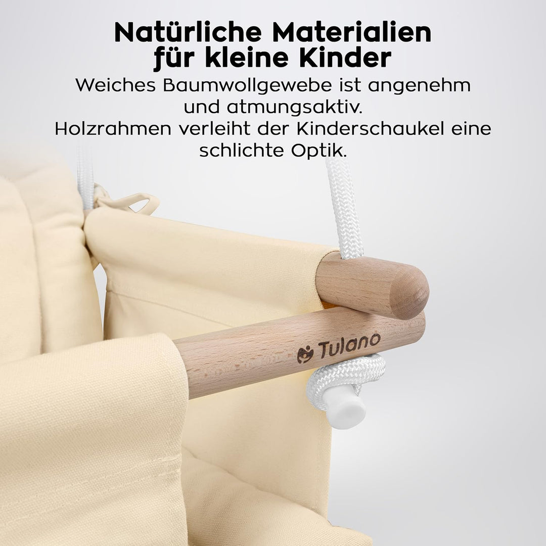 TULANO Hop 30 Biege | Bär Babyschaukel Kinderschaukel Kleinkindschaukel Kindergartenschaukel Set | I