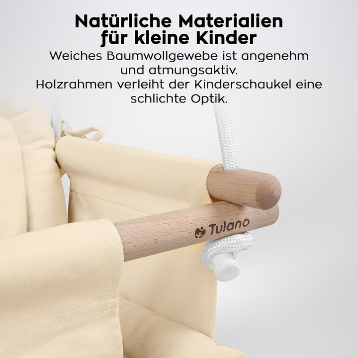 TULANO Hop 30 Biege | Bär Babyschaukel Kinderschaukel Kleinkindschaukel Kindergartenschaukel Set | I