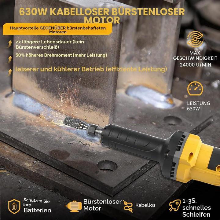 Akku Geradschleifer Kompatibel mit DeWalt 18V Akku, Bürstenloser Geradschleifer 6mm 3mm Bohrfutter P