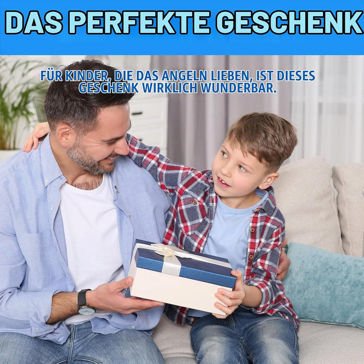 Angelset für Kinder, Blau 1.8M Kinderangel Starter Set, Angelrute Set Kinder mit Angelrolle und Köde
