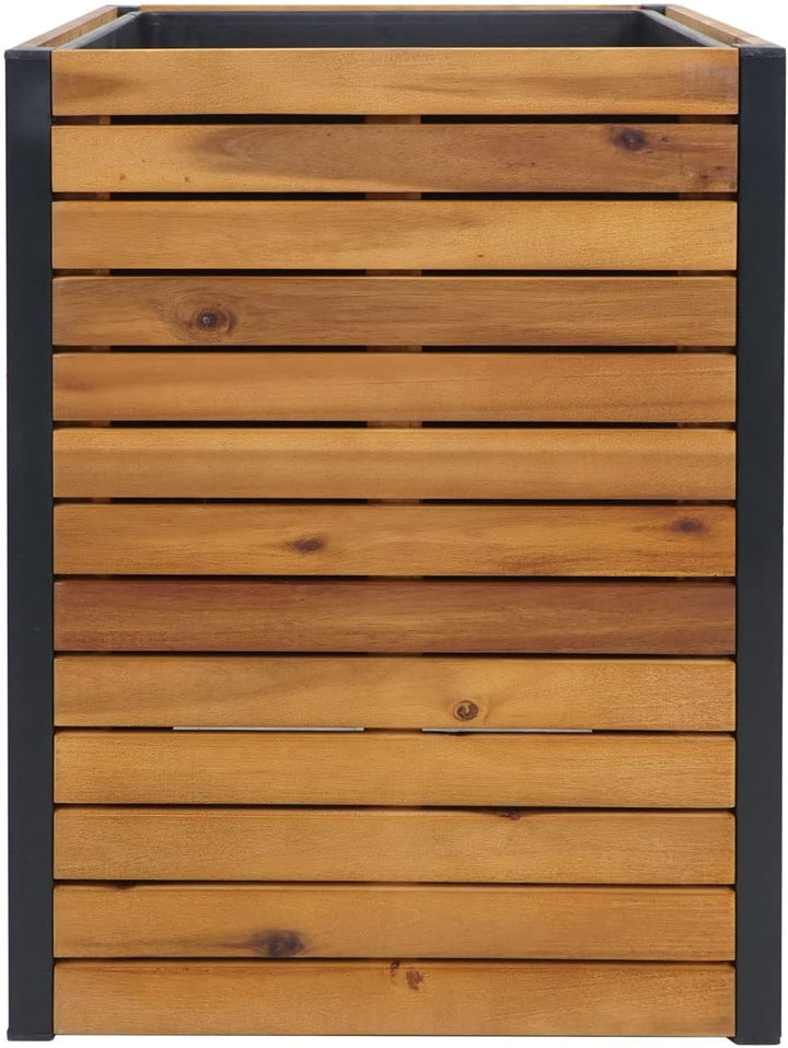 Pflanzkasten HWC-L23, Hochbeet Blumenkasten, Outdoor Akazie Holz FSC®-Zertifiziert Aluminium - 60x42