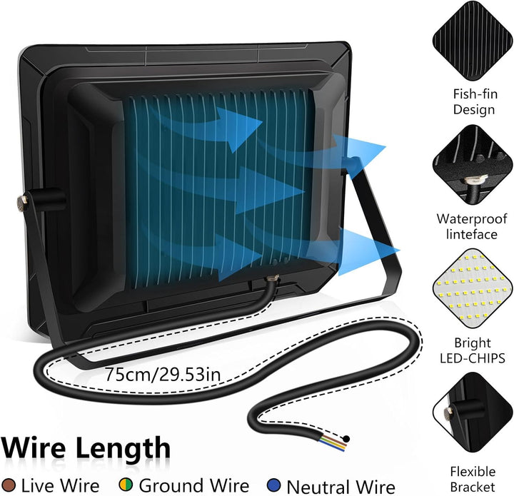loyal LED Strahler Aussen Fluter: 500W Superhell Scheinwerfer 6000K Kaltweiss 50000LM - IP65 Wasserd