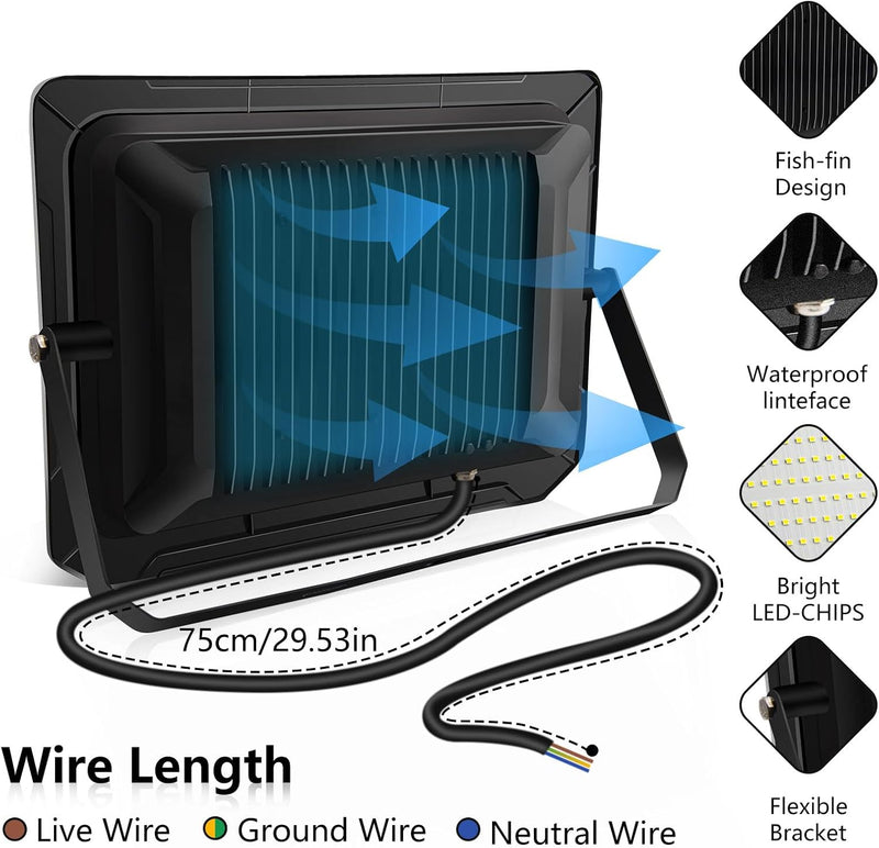 loyal LED Strahler Aussen Fluter Aussen: 500W Superhell Scheinwerfer 6000K Kaltweiss 50000LM - IP65