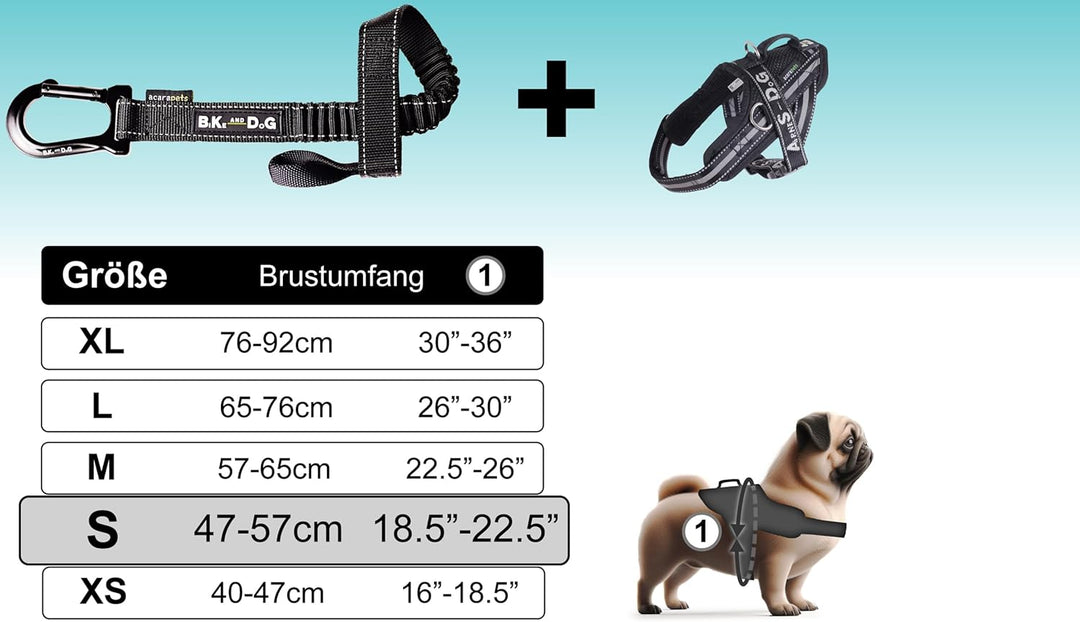 BIKE AND DOG - Hundeleine und Hundegeschirr für das Fahrrad, Geschirr mit 3 Ringen, Davon 2 seitlich