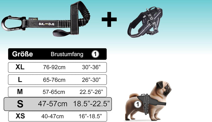 BIKE AND DOG - Hundeleine und Hundegeschirr für das Fahrrad, Geschirr mit 3 Ringen, Davon 2 seitlich