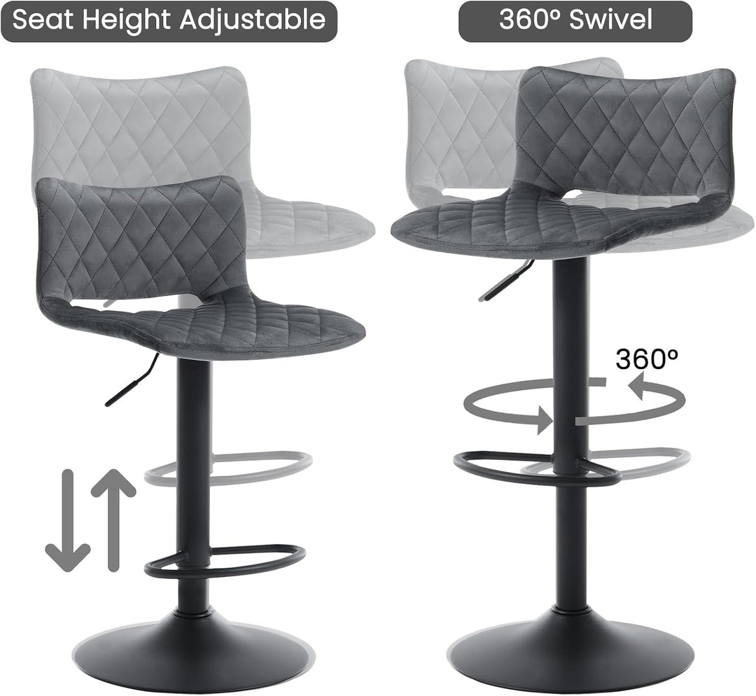 WOLTU 2er Set Barhocker, Barstühle höhenverstellbar, Küchenhocker drehbar, mit Rückenlehne Fussstütz