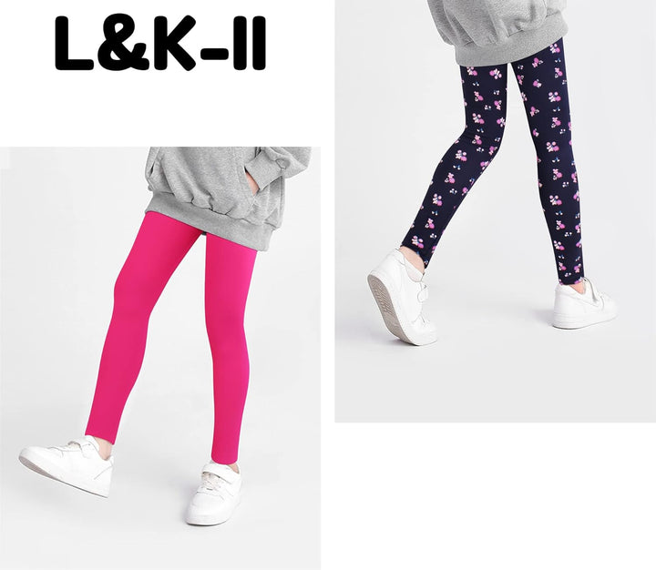 L&K-II Mädchen Leggings Hohe Taille Strumpfhosen Kinder Hosen Casual Stretch Mädchen Baumwolle Leggi
