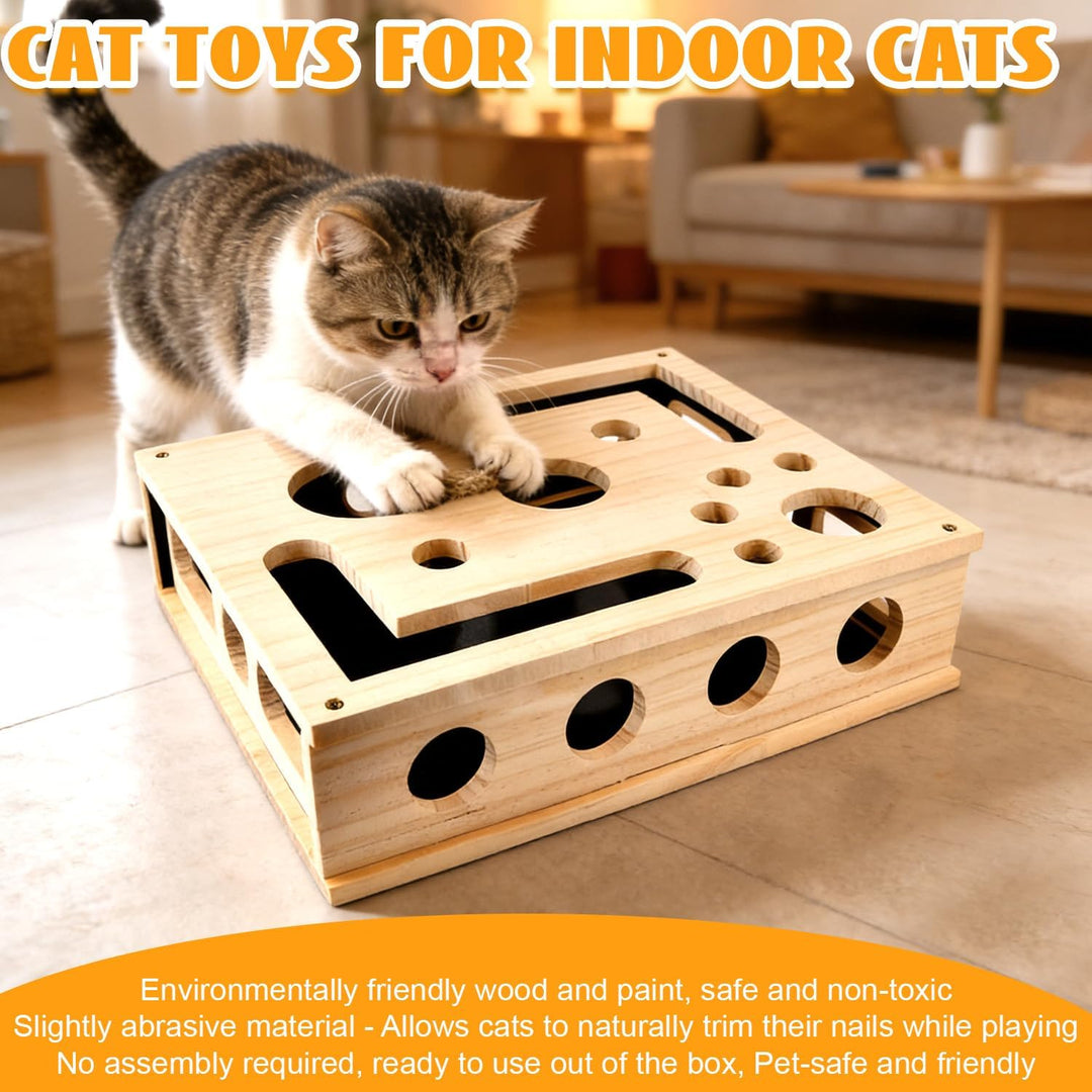 Katzenkratzpuzzle Anreicherungsbox, Katzen Kratzbrett, AnreicherungsBox Katzen Nagelfeilen Holz mit