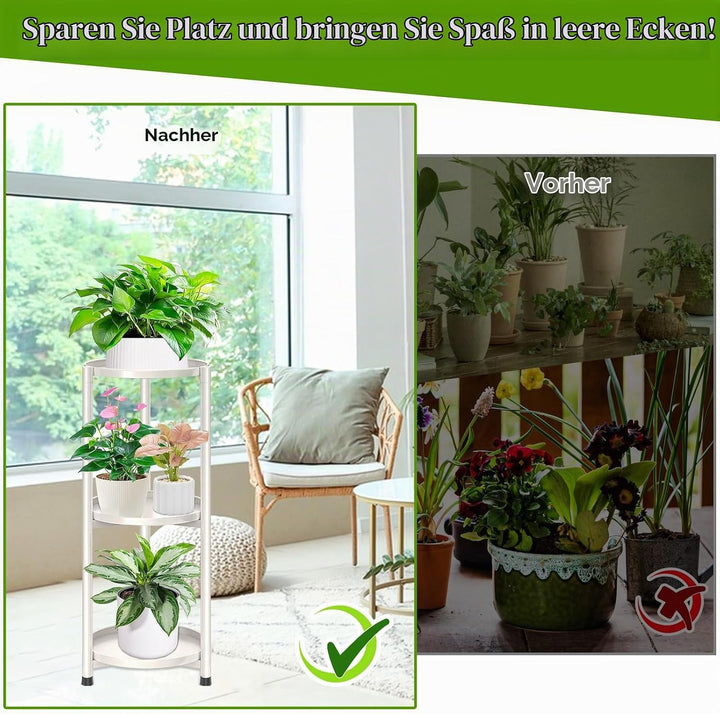 3 Etagen Pflanzenregal Blumenregal, Pflanzenständer Blumenständer Metall , Blumentopfständer Blument