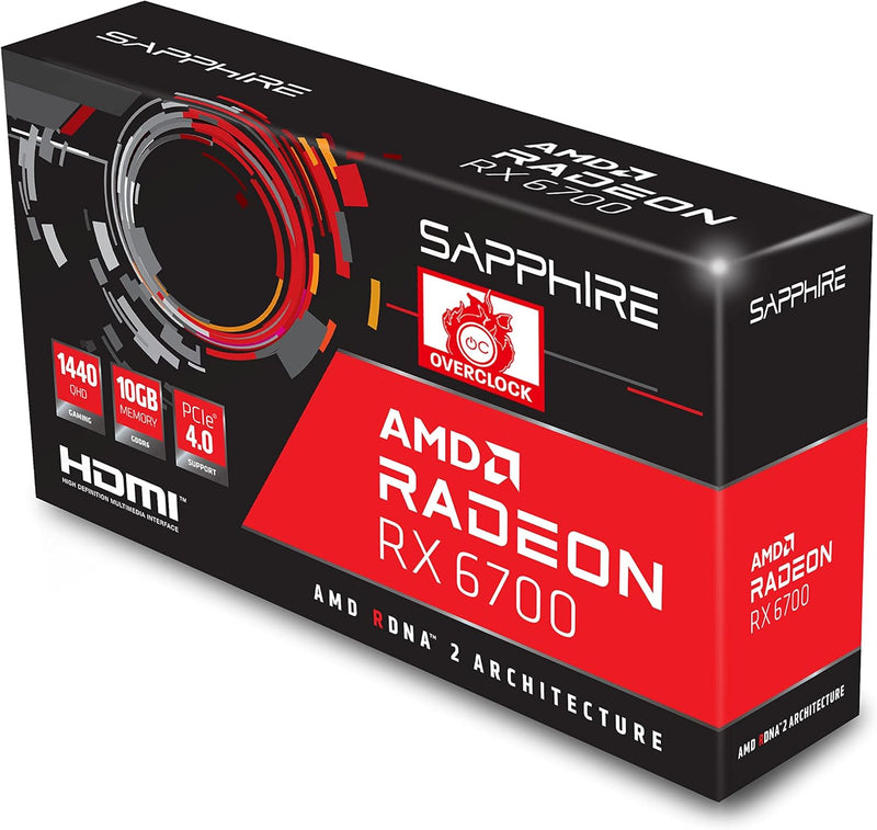 Sapphire Radeon RX 6700 Gaming OC 10GB GDDR6 HDMI/3XDP, Black, 11321-03-20G