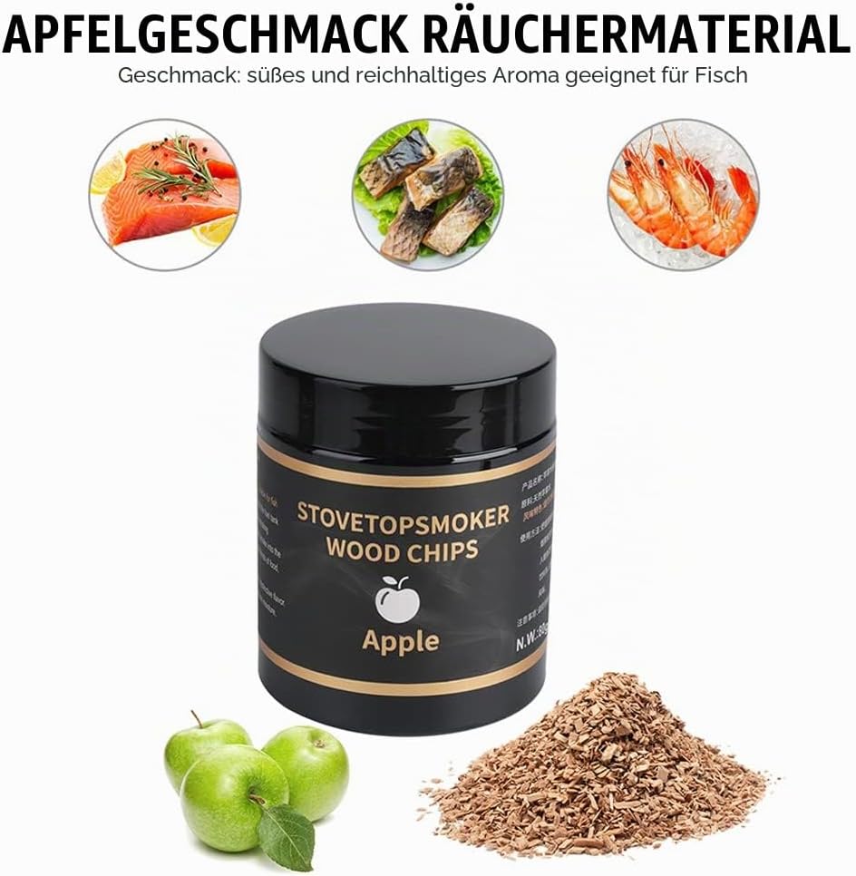 BORUIT Räucherchips aus Holz 90g,100% Alles natürlich Aroma Räucherholz Chips,hohe Qualität Äpfel/Ki