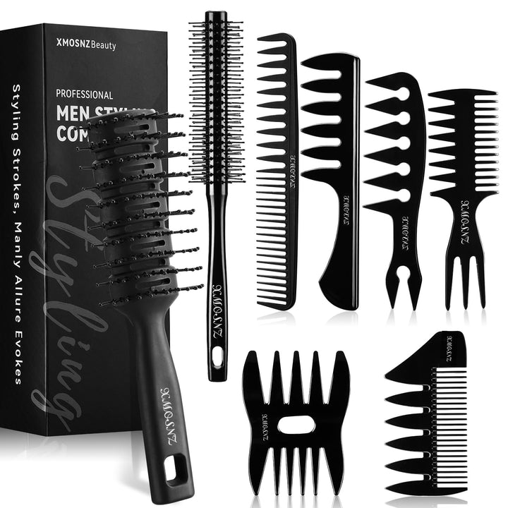 8 Stück Kamm Männer Lockenbürste, Quiff Roller Brush Für Das Hinzufügen Von Volumen, Haarbürste Herr