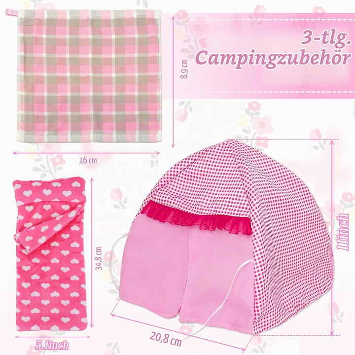 28 Stück PuppenKleidung Camping Sets Kompatibel mit Barbie, 11.5 Inch Puppe Zubehör 1 Puppenzelt 1 P