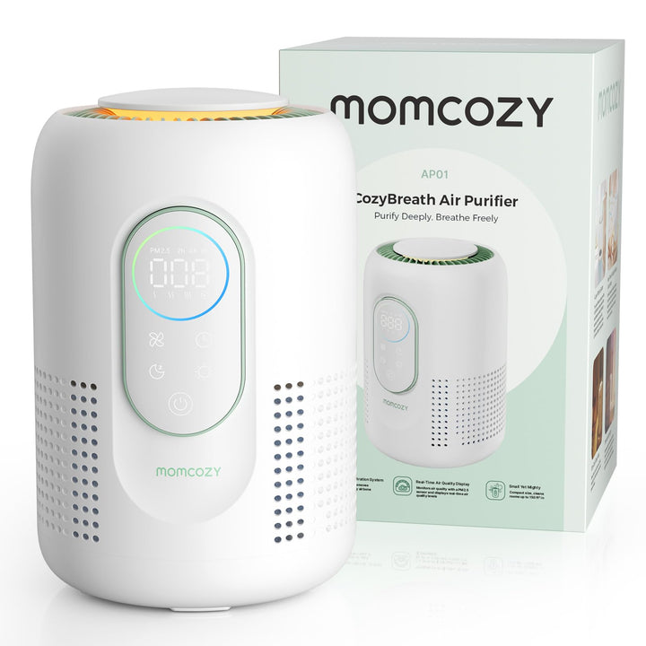 Momcozy Luftreiniger für das Kinderzimmer, 4-Filtersystem mit H13 HEPA- und Aktivkohlefilter, Echtze