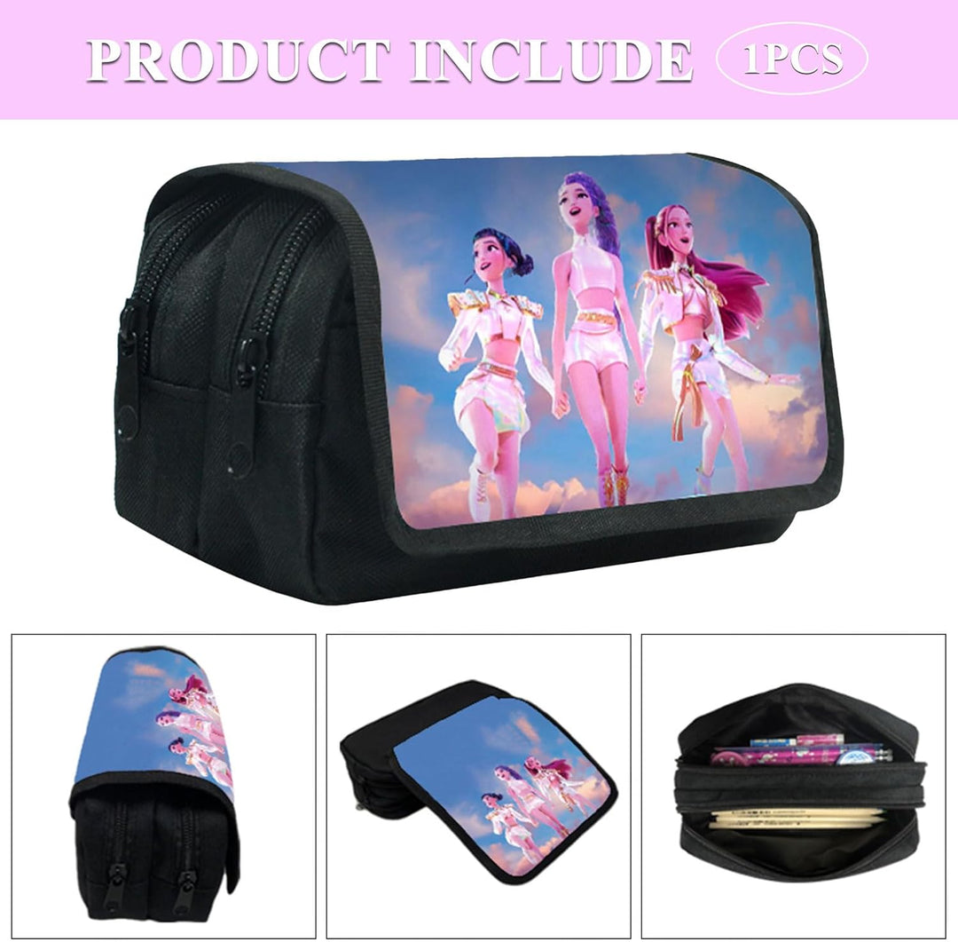 Kp Demo Hunte Schlampermäppchen mit Cartoon Design, Doppel-Reissverschluss, für Teenager Studenten B